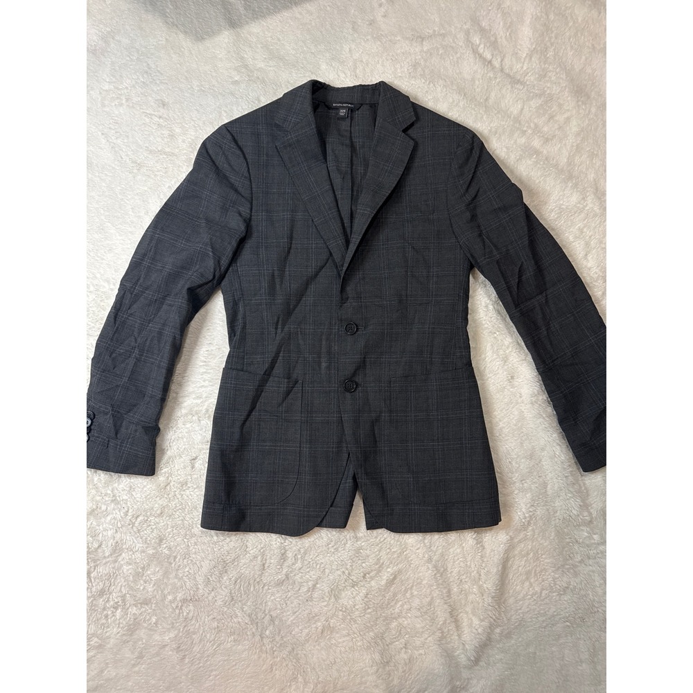 Banana Republic Blazer Mens 32S Grey Good Glen Plaid Two Button Sport Coat